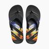 Sandales HT à motifs de coucher de soleil et rayures pour hommes - Noir/Multicolore