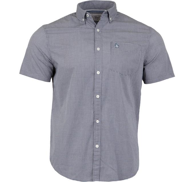 Men's Tri-Colour Mini Gingham Short Sleeve Button-Down Shirt