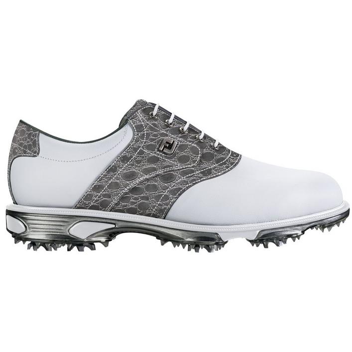 Men's DryJoy Tour 30th Anniversary Limited Edition Spiked Golf Shoe - White/Grey | FOOTJOY 