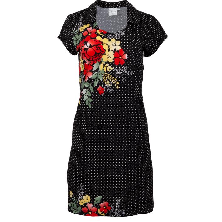 Women's Open Neck Floral Dot Printed Short Sleeve Dress