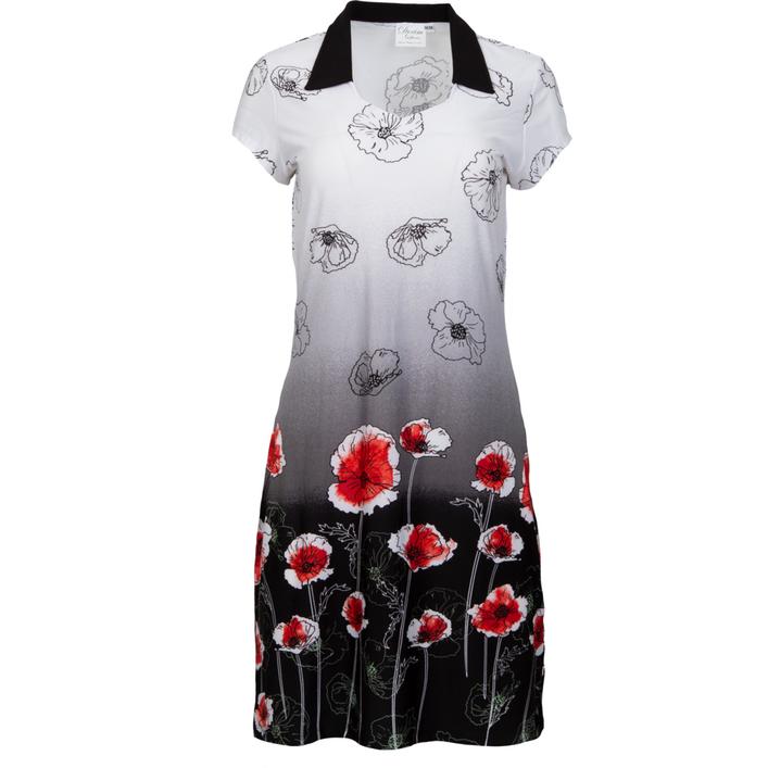 Women's Open Neck Floral Gradient Printed Short Sleeve Dress