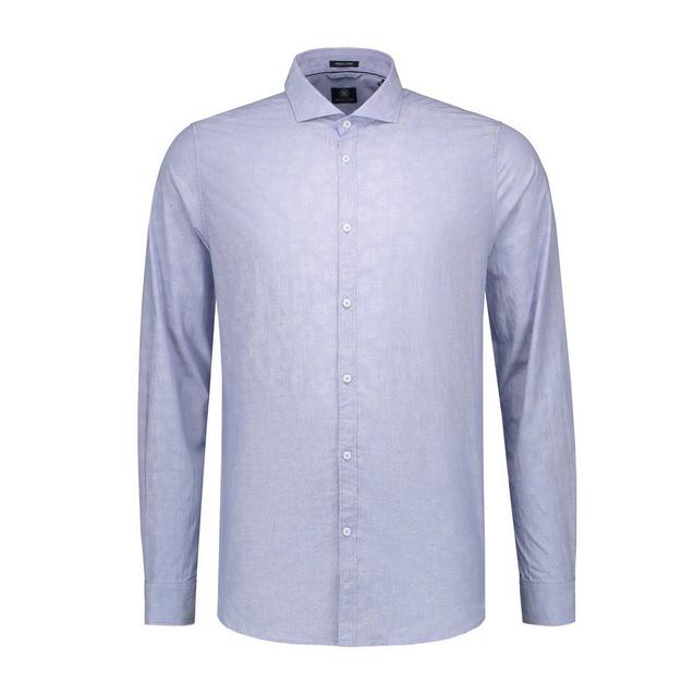 Chemise à imprimé floral en jacquard avec boutons à manches longues pour hommes