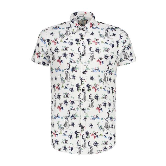 Chemise Hawaii Fine extensible en popeline avec boutons à manches courtes pour hommes DSTREZZED