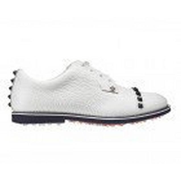 Women's Stud Cap Toe Spikeless Golf Shoe - White/Navy