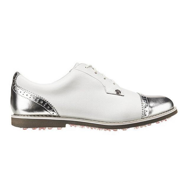 Women's Cap Toe Gallivanter Spikeless Golf Shoe - White/Silver