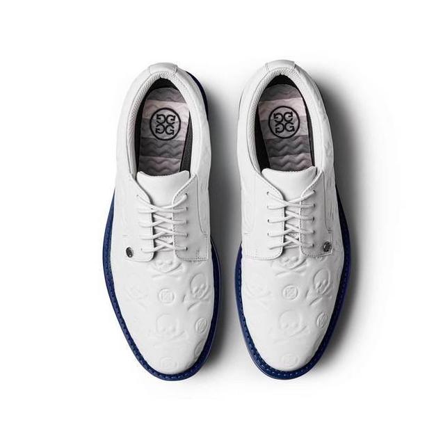 Men's Embossed Skull Gallivanter Spikeless Golf Shoe - White/Blue 