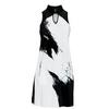 Women's Canvas Printed Crunch Sleeveless Dress