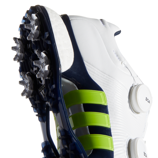 Men s Tour360 XT Twin Boa Spiked Golf Shoes White Green Navy