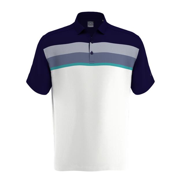 Men's Birdseye Color Block Chest Stripe Short Sleeve Shirt