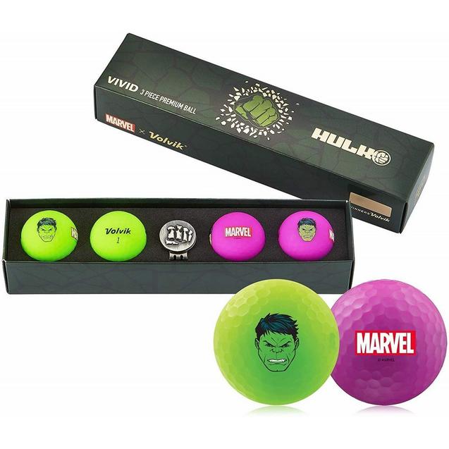 Marvel Vivid 4 Pack Gift Set Golf Balls - Marvel Hulk Edition