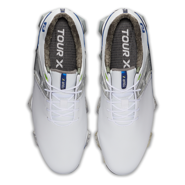 Men's Tour X Spiked Golf Shoe - White/Blue | FOOTJOY | Golf Shoes