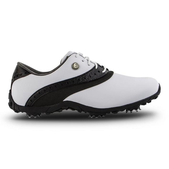 black and white golf shoes