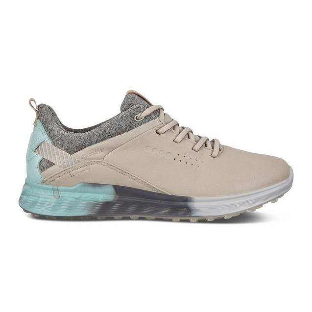 Women's Goretex S-Three Spikeless Golf Shoe - Tan/Grey/Light Blue