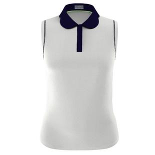 Women's Contrast Scallop Collar Sleevless Polo