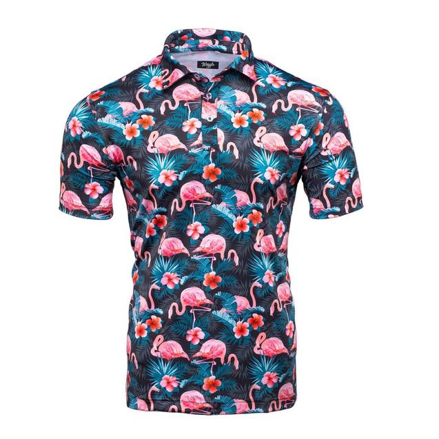 Men's Pink Flamingo Short Sleeve Polo