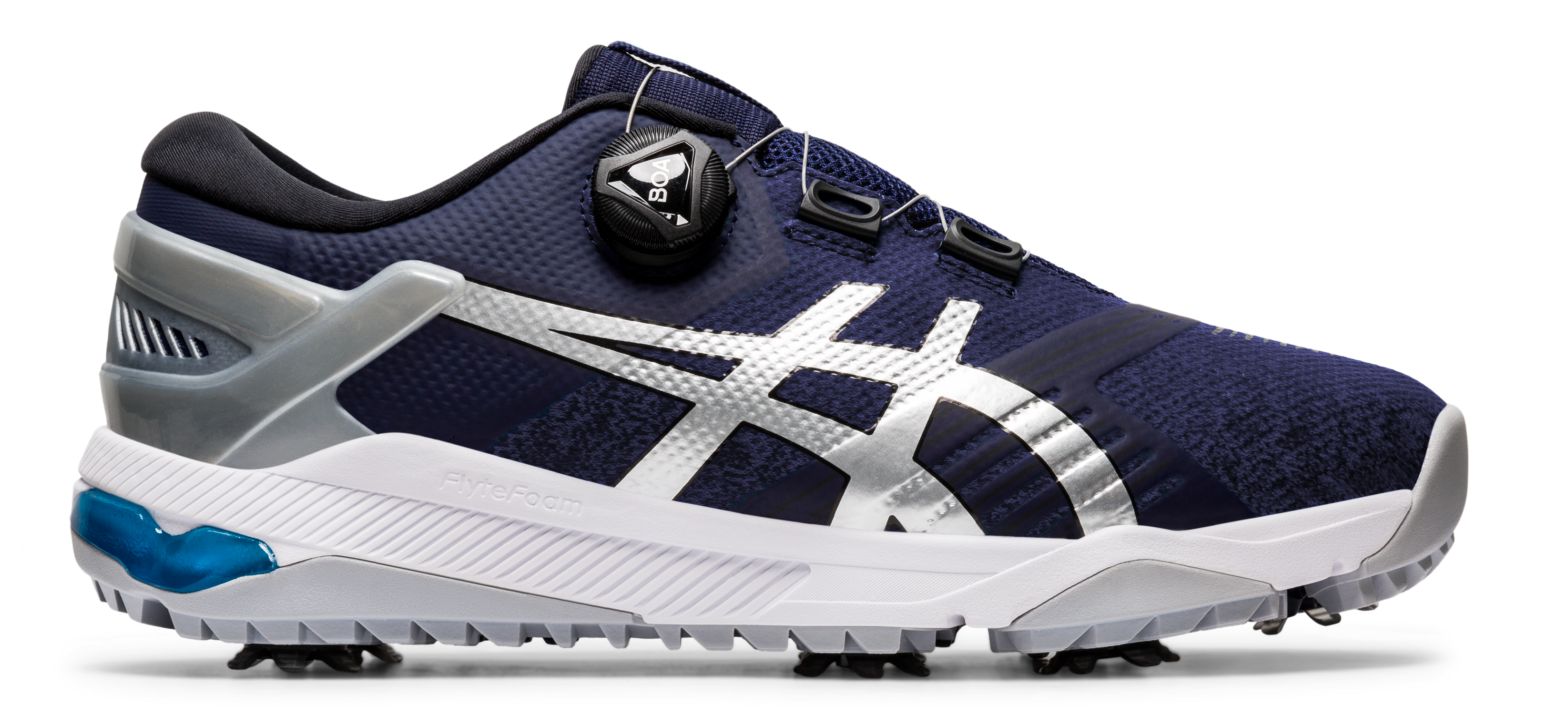 Chaussures Gel Duo Boa à crampons pour hommes Bleu marine/Argent