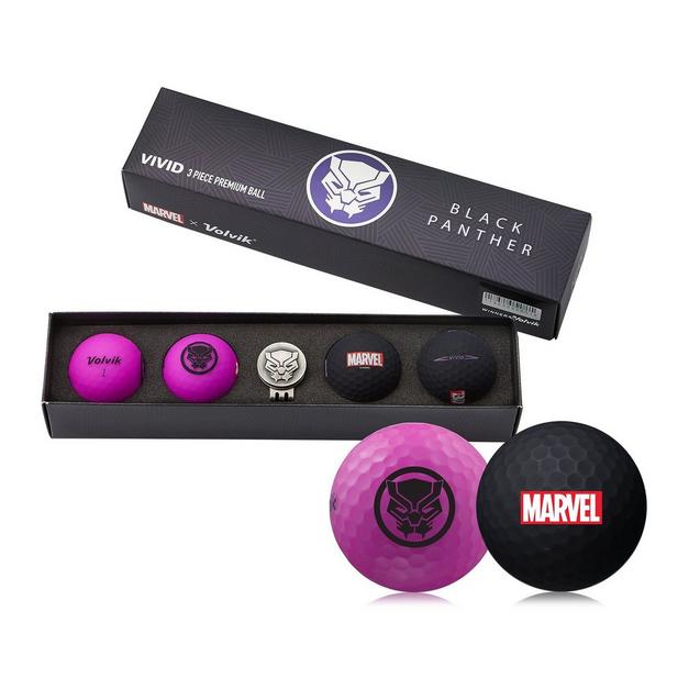 Marvel Vivid 4 Pack Gift Set Golf Balls - Black Panther Edition VOLVIK