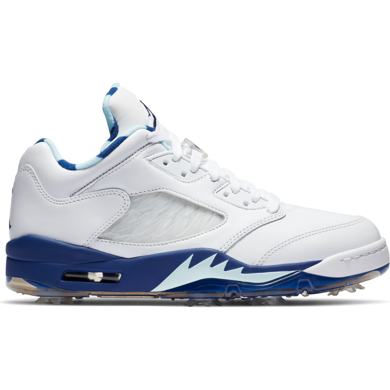 Air Jordan V Low US Open Spiked Golf Shoe - White/Blue/Yellow