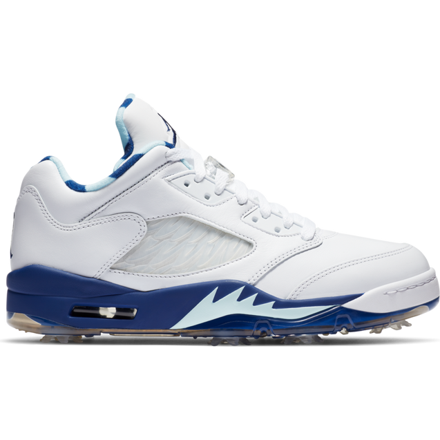 Air Jordan V Low US Open Spiked Golf Shoe - White/Blue/Yellow