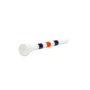 White 2 3/4 Inch Tees With Orange & Blue Stripes (100 Count)