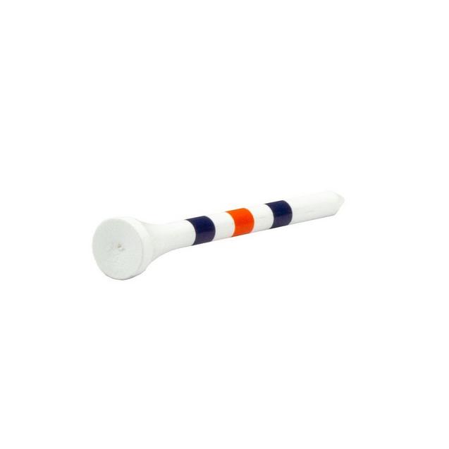 White 2 3/4 Inch Tees With Orange & Blue Stripes (100 Count)