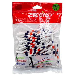 White 3 1/4 Inch Tees With Orange & Blue Stripes (100 Count)