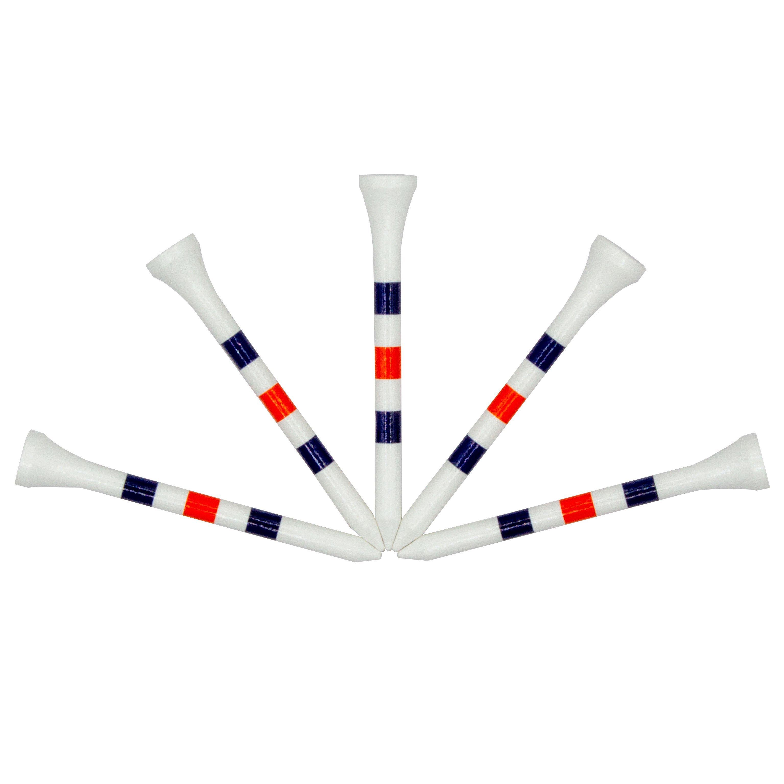 White 3/4 Inch Tees With Orange & Blue Stripes (100 Count