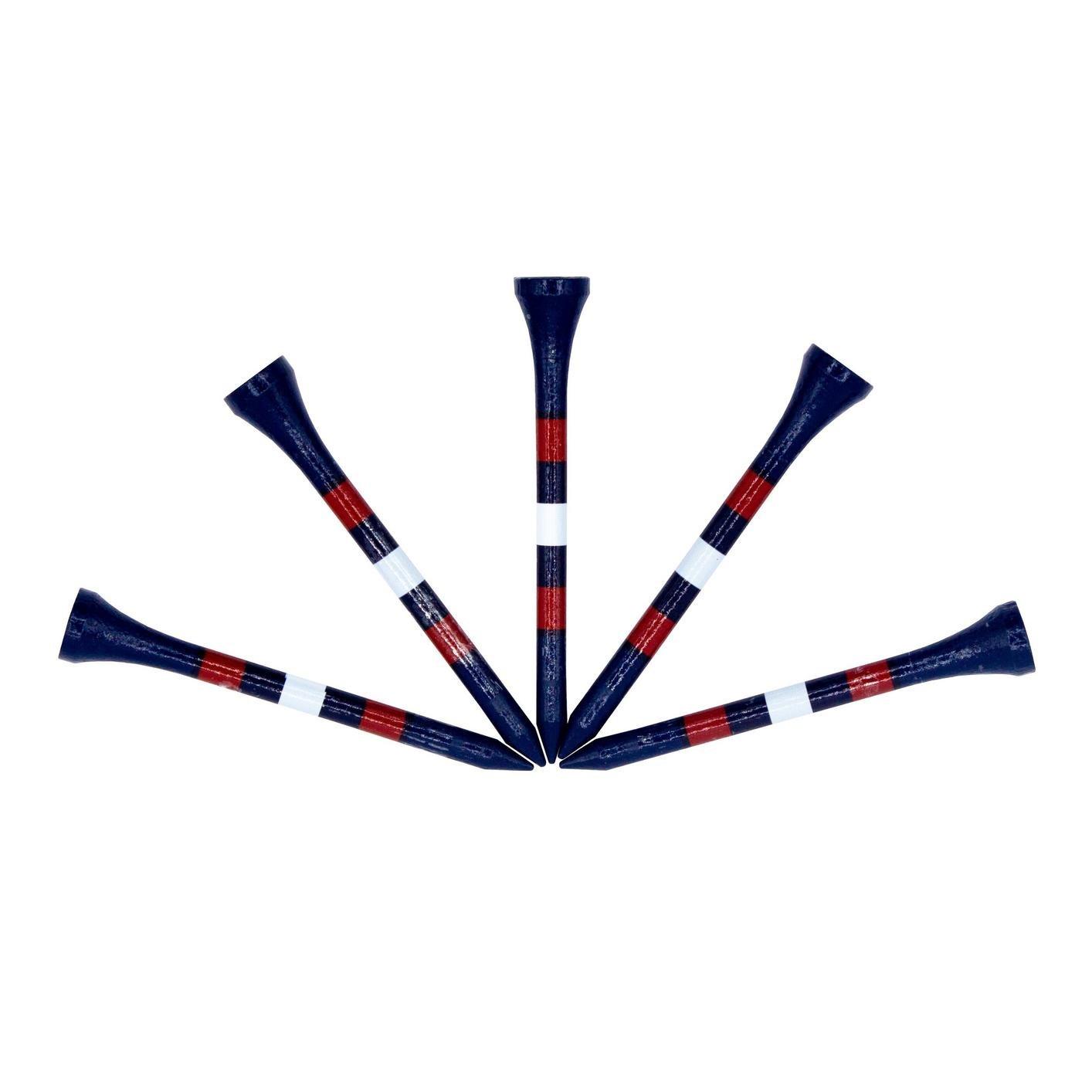 Navy 3 1/4 Inch Tees With Red & White Stripes ( 100 Count)