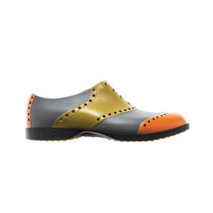 Chaussures Oxford Wingtip sans crampons pour hommes - Or/Orange/Gris
