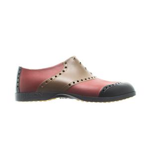 Chaussures Oxford Wingtip sans crampons pour hommes - Brun/Noir/Rouge
