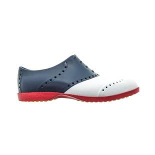 Chaussures Oxford Saddle sans crampons pour hommes - Rouge/Blanc/Bleu