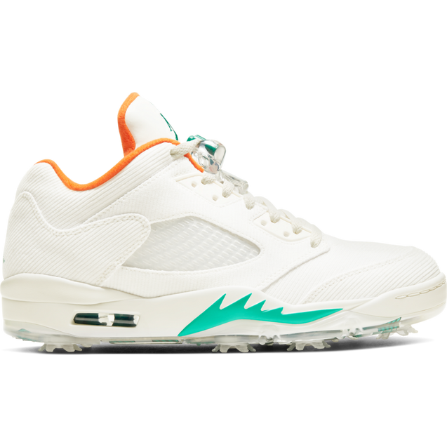 Chaussures Air Jordan V Low à crampons - Blanc/Vert/Multi