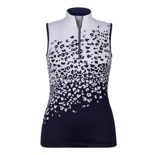 Women's Fannie Leo Jolt Print Mockneck Zip Sleeveless Top