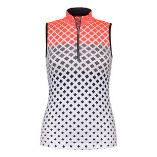 Women's Fannie Diamonte Print Mock Neck Zip Sleeveless Top