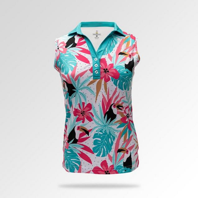 Women's Birds of Paradise Printed Sleeveless Polo ROLO