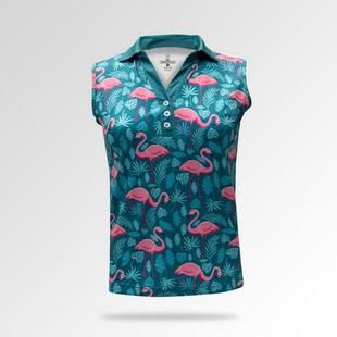 Women's Flamingos Printed Sleeveless Polo