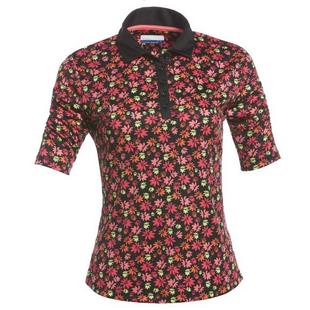 Women's Floral Printed Puff Short Sleeve Polo