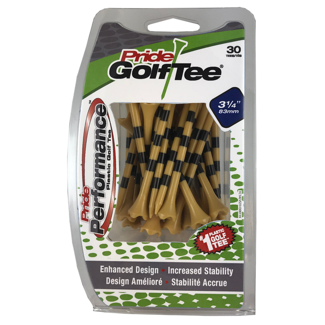 Tés Pride Performance avec rayures - 3,25 po (Paquet de 30) PRIDE SPORTS