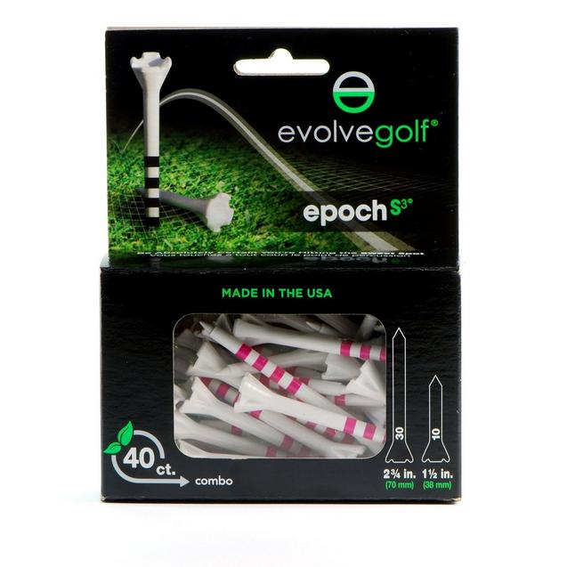 EPOCH White/Pink Combo Pack (30 Count 2 3/4 Inch) & (10 Count 1 1/2 Inch) Tees EVOLVE GOLF