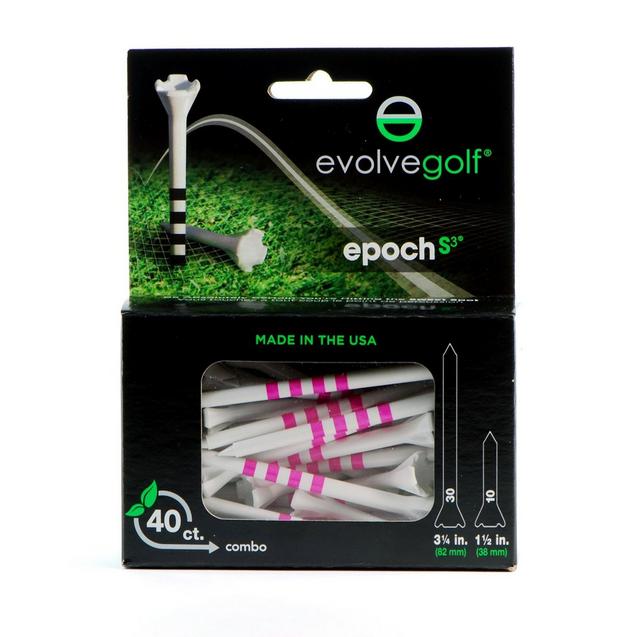 Combo de tés Epoch (Blanc/Rose) - Paquet de 40 EVOLVE GOLF