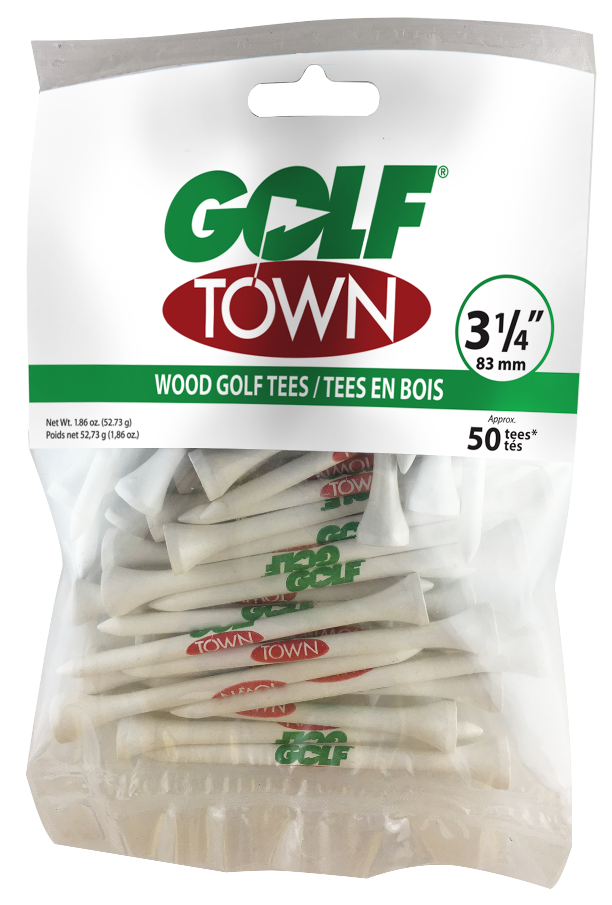 Golf Town Logo 3 1/4 Inch Wood Tees (50 Count)