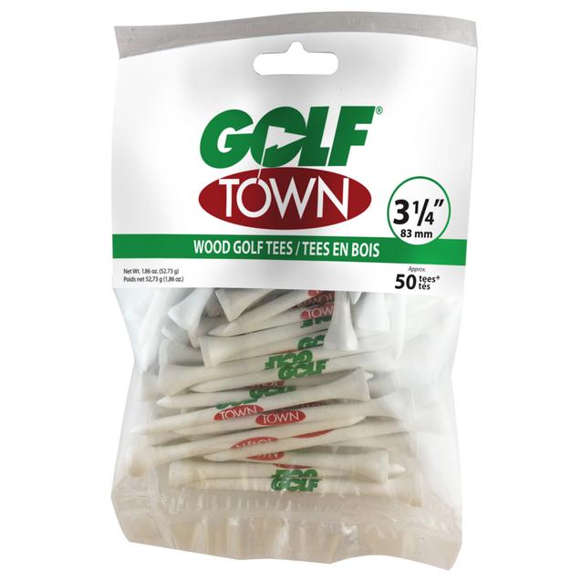 Tés en bois de 3,25 po avec logo Golf Town (Paquet de 50)