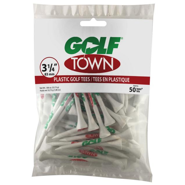 Tés en plastique de 3,25 po avec logo Golf Town (Paquet de 50)
