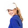 Women's Top Knot High Ponytail Performance Cap - White