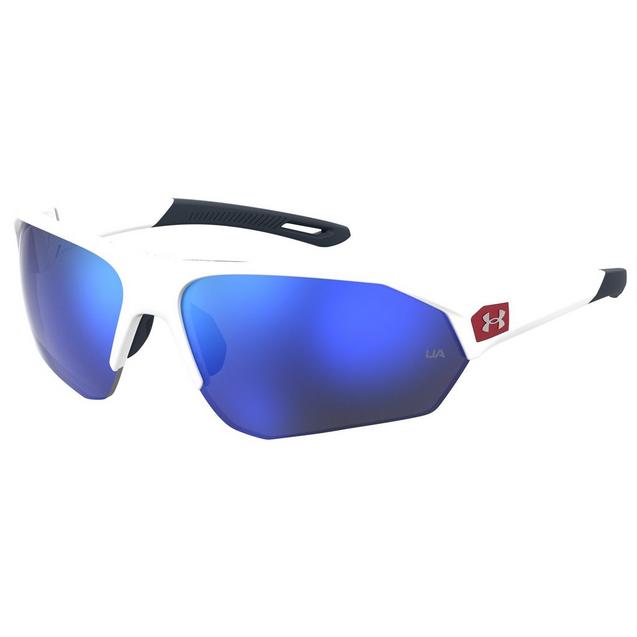 Playmaker Matte White/Baseball Tuned Blue Mirror Sunglasses