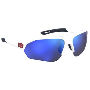 Playmaker Matte White/Baseball Tuned Blue Mirror Sunglasses