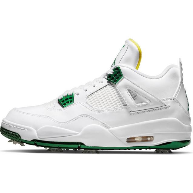 Nike Air Jordan 4 G NRG Spiked Golf Shoe -White/Yellow/Green 