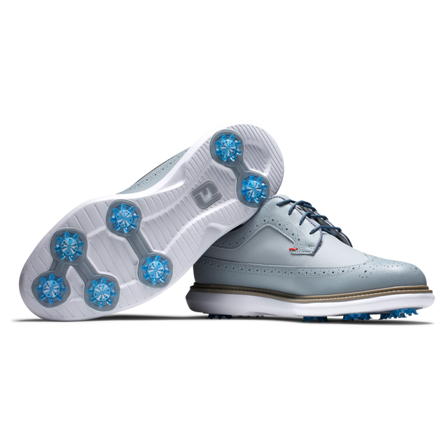 Men's Premiere Traditions Shield Tip Spiked Golf Shoe - Light Blue, FOOTJOY