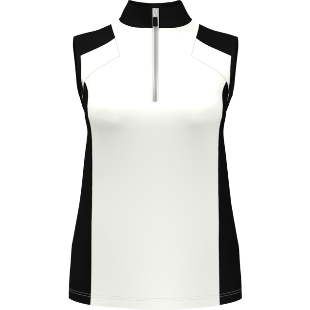 Women's Colourblock Zip Sleeveless Polo