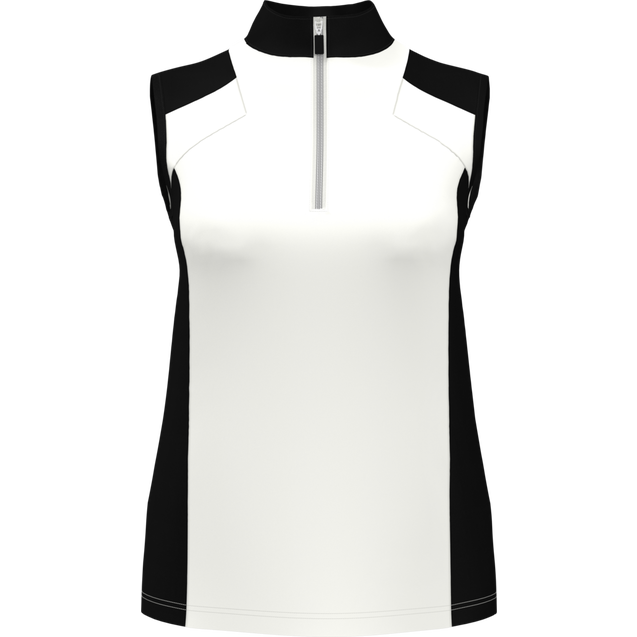 Women's Colourblock Zip Sleeveless Polo